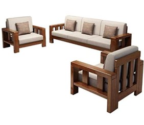 Sheesham Wood Sofa Set for Living Room | Wooden Sofa Set | (3+1+1, Chocolate Brown Finish)