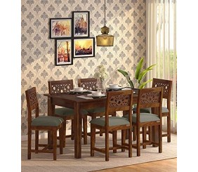 MAHIMART AND HANDICRAFTS Sheesham Wood Dining Table 6 Seater | Wooden Dining Room Furniture