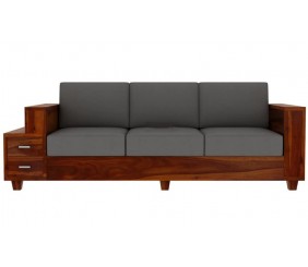  Wooden Sofa Set for Living Room and Office Three Seater (3 Seater, Natural Teak Finish)