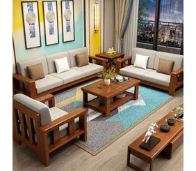 Sheesham Wood 6 Seater Sofa Set for Living Room Wooden Sofa Set for Living Room Furniture (3+2+1 WITH CENTER TABL HONEY Finish)