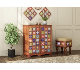 MAHIMART AND HANDICRAFTS Boho Bar Cabinet