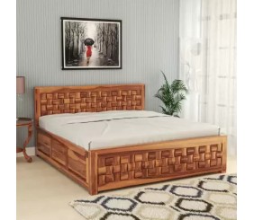 Mahimart And Handicrafts Sheesham Wood King Size For Bedroom/ Hotel | Solid Wood King Box Bed Solid Wood King Box Bed  (Finish Color - Honey Finish, Delivery Condition - Optional Installation Available)