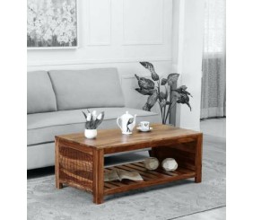 MAHIMART AND HANDICRAFTS Nuevo Solid Wood Coffee Table In Rustic Teak Finish Solid Wood Coffee Table  (Finish Color - Rustic Teak Finish, Pre-assembled)