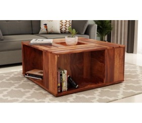 MAHIMART AND HANDICRAFTS Lynet Sheesham Wood Coffee Table with Center Storage 