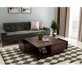 MAHIMART AND HANDICRAFTS  Hammond Sheesham Wood Coffee Table with Drawers & Open Storage