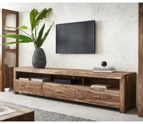 MAHIMART AND HANDICRAFTS Modern Sheesham TV Unit Solid Wood TV Entertainment Unit  (Finish Color - Brown, Pre-assembled)