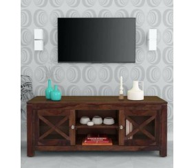 MAHIMART AND HANDICRAFTS solid wood tv entertainment unit finish color Provincial Teak Solid Wood TV Entertainment Unit  (Finish Color - Provincial Teak, DIY(Do-It-Yourself))