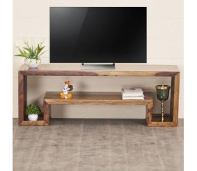 MAHIMART AND HANDICRAFTS Borneo Sheesham Wood Tv Entertainment Unit Solid Wood TV Entertainment Unit  (Finish Color - Teak Finish, Pre-assembled)