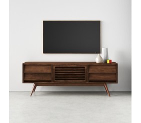 MAHIMART AND HANDICRAFTS Virgo 70'' Walnut Solid Wood TV Stand