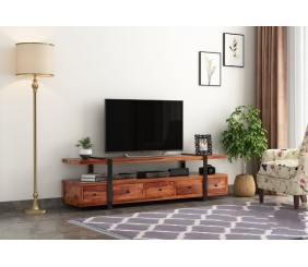 MAHIMART AND HANDICRAFTS Solari Sheesham Wood Tv Unit with Five Pull Out Drawers