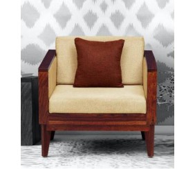 E-ODORE Avilys Solid Wood 1 Seater Sofa in Honey Oak Finish Fabric 1 Seater Sofa  (Finish Color - Honey Oak, DIY(Do-It-Yourself))