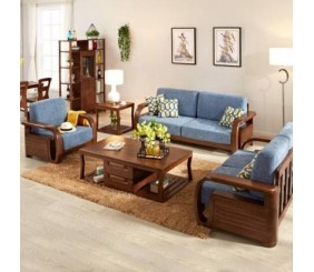 MAHIMART AND HANDICRAFTS Sheesham Fabric 3+2+2+coffee table  Sofa Set  (Brown, DIY(Do-It-Yourself))