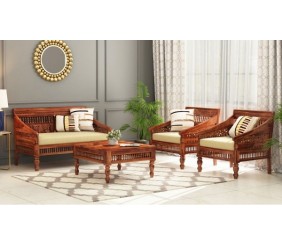 MAHIMART AND HANDICRAFTS Alanis Wooden Sofa Set