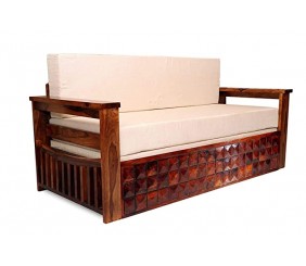 MAHIMART AND HANDICRAFTS Sheesham Solid Wood Sofa Cum Bed for Living Room Bedroom Wooden Furniture for Home (Design_04)