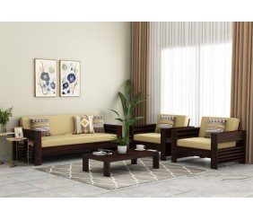 MAHIMART AND HANDICRAFTS Feltro Wooden Sofa Set 3+1+1