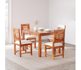 Mahimart And Handicrafts Sheesham Wood 4 Seater Dining Table Set | 4 Seater Dining Table - Wooden Dining Table 4 Seater with 4 Chairs (Secondary Material Engineered Wood)- Honey Finish