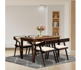 MAHIMART & HANDICRAFTS Sheesham Wood Dining Table 4 Seater | 4 Seater Dinning Table with 4 Chairs for Home | Chairs with Cushion | Dining Room Sets for Restaurant