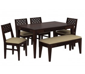 MAHIMART AND HANDICRAFTS Wood Wooden Dining Table with 6 Chairs | Home and Living Room