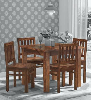 MAHIMART AND HANDICRAFTS solid wood dining set Provincial Teak Solid Wood 4 Seater Dining Set  (Finish Color -Provincial Teak, DIY(Do-It-Yourself))