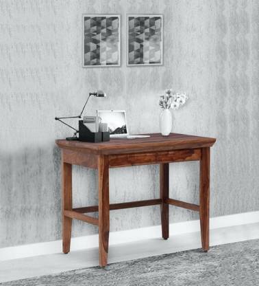 MAHIMART AND HANDICRAFTS solid wood study table color Rustic Teak Solid Wood Study Table  (Free Standing, Finish Color - Rustic Teak, Pre-assembled)