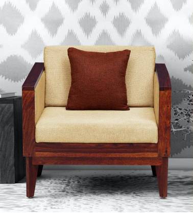 E-ODORE Avilys Solid Wood 1 Seater Sofa in Honey Oak Finish Fabric 1 Seater Sofa  (Finish Color - Honey Oak, DIY(Do-It-Yourself))