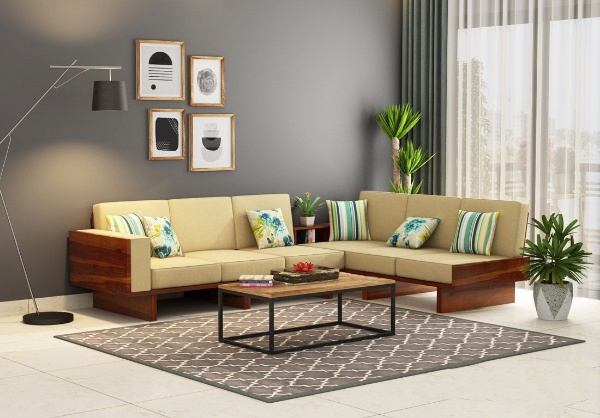 MAHIMART AND HNDICRAFTS  6 Seater L Shape Corner Sofa Set with Washable Zipper Cover