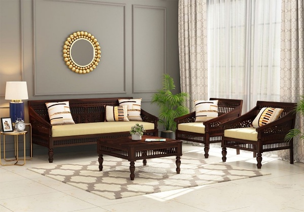 MAHIMART AND HNDICRAFTS Alanis Wooden Sofa Set