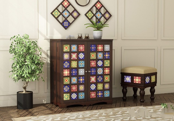 MAHIMART AND HANDICRAFTS Boho Bar Cabinet