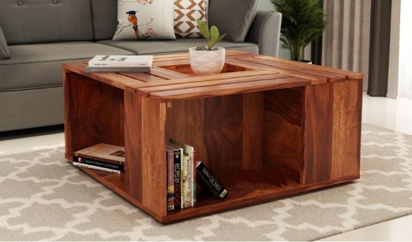 MAHIMART AND HANDICRAFTS Lynet Sheesham Wood Coffee Table with Center Storage