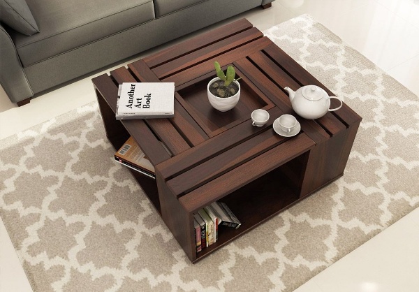 MAHIMART AND HANDICRAFTS Lynet Sheesham Wood Coffee Table with Center Storage