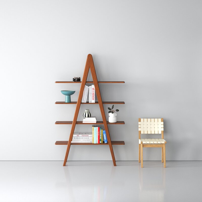 MAHIMART AND HANDICRAFTS Briscoe 14.01'' Solid Wood Ladder Bookcase