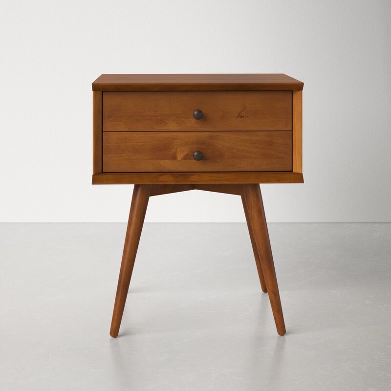 MAHIMART AND HANDICRAFTS Grady 2 - Drawer Solid Wood Nightstand