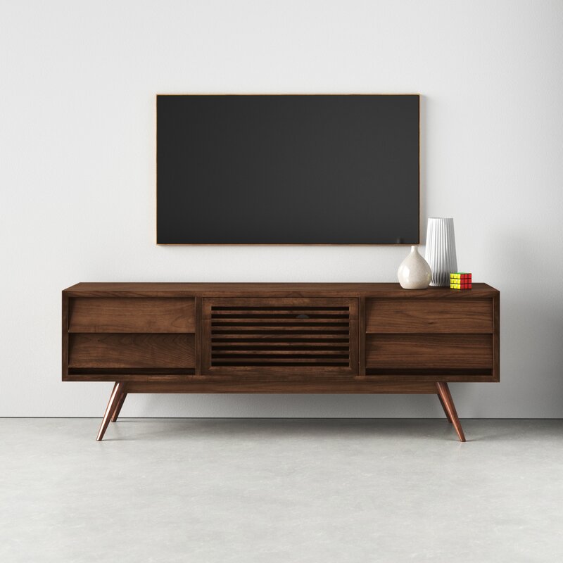 MAHIMART AND HANDICRAFTS Virgo 70'' Walnut Solid Wood TV Stand