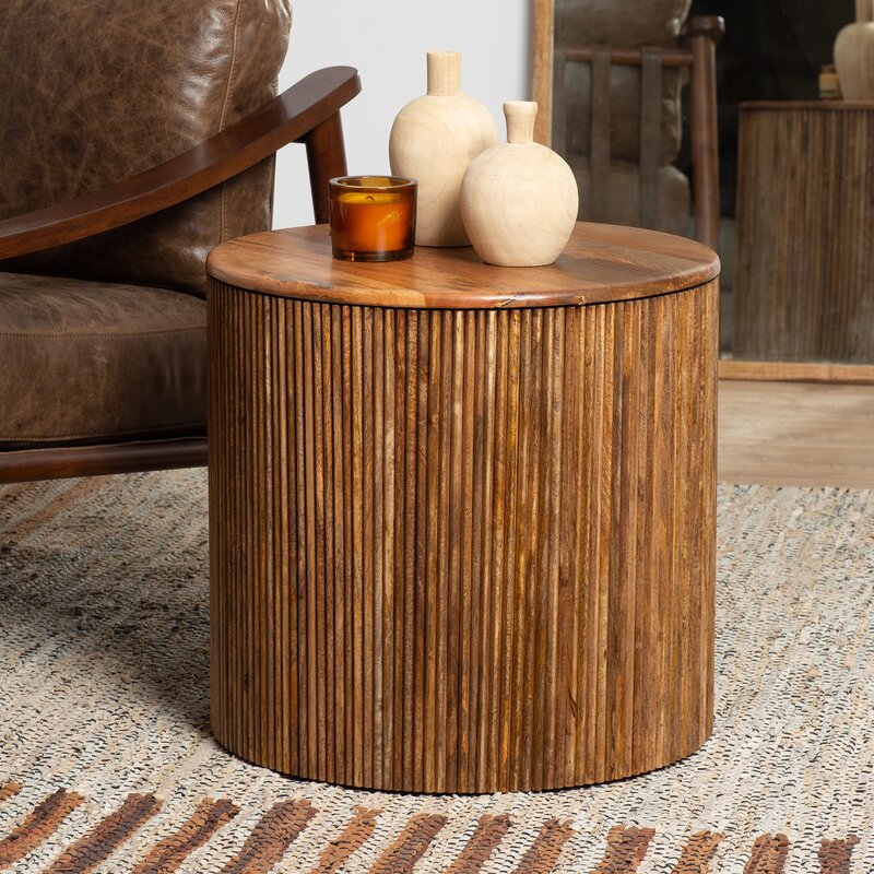 MAHIMART AND HANDICRAFTS Rocco Solid Wood End Table