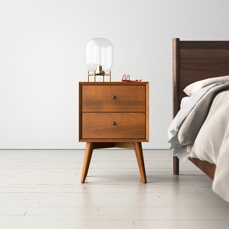 MAHIMART AND HANDICRAFTS Williams 2 - Drawer Solid Wood Nightstand