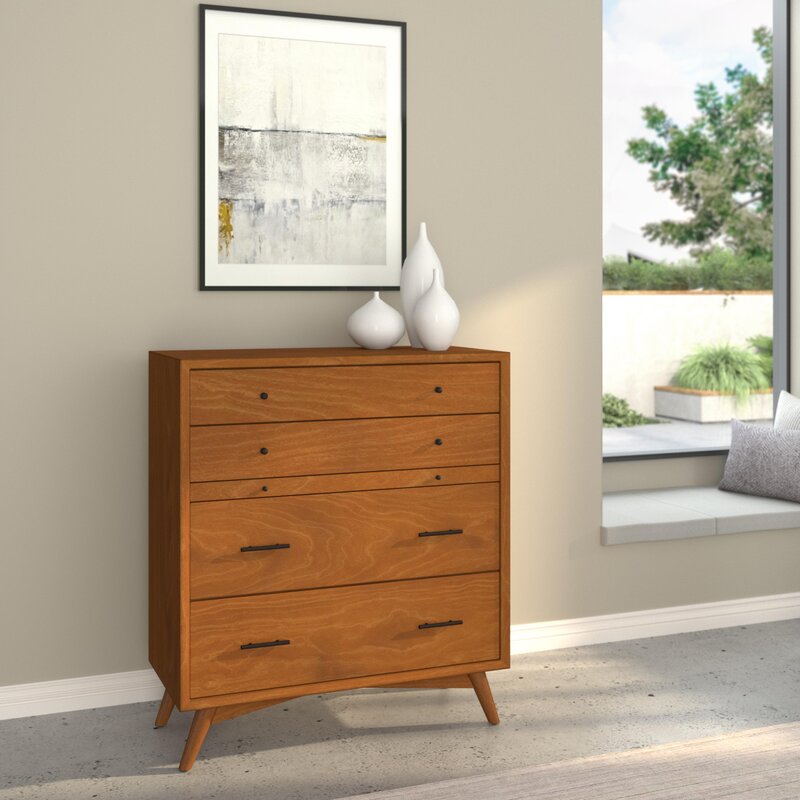 MAHIMART AND HANDICRAFTS Williams 4 Drawer Solid Wood Standard Dresser/Chest