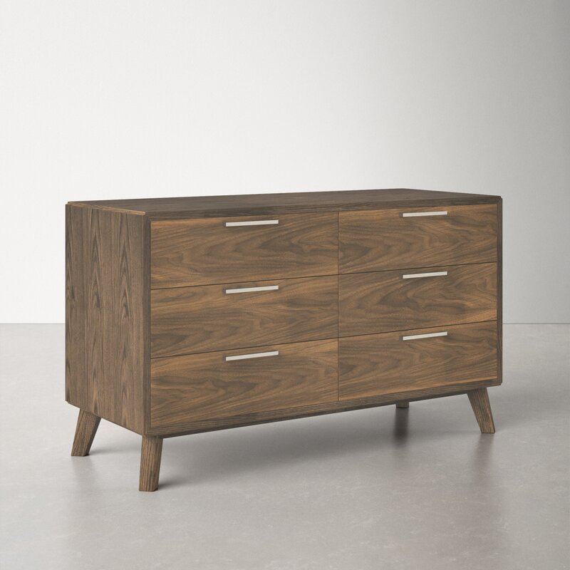 MAHIMART AND HANDICRAFTS Glow 6 Drawer Double Dresser