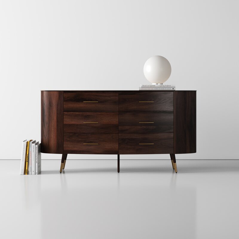 MAHIMART AND HANDICRAFTS Commuter 6 Drawer Double Dresser