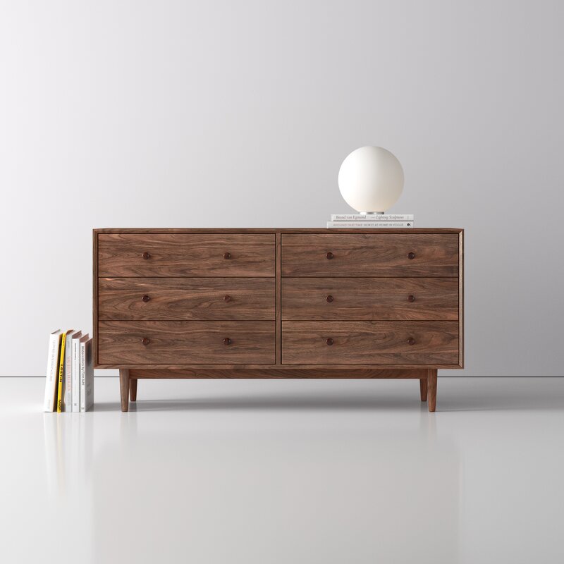 MAHIMART AND HANDICRAFTS Beasley 6 Drawer Solid Wood Double Dresser