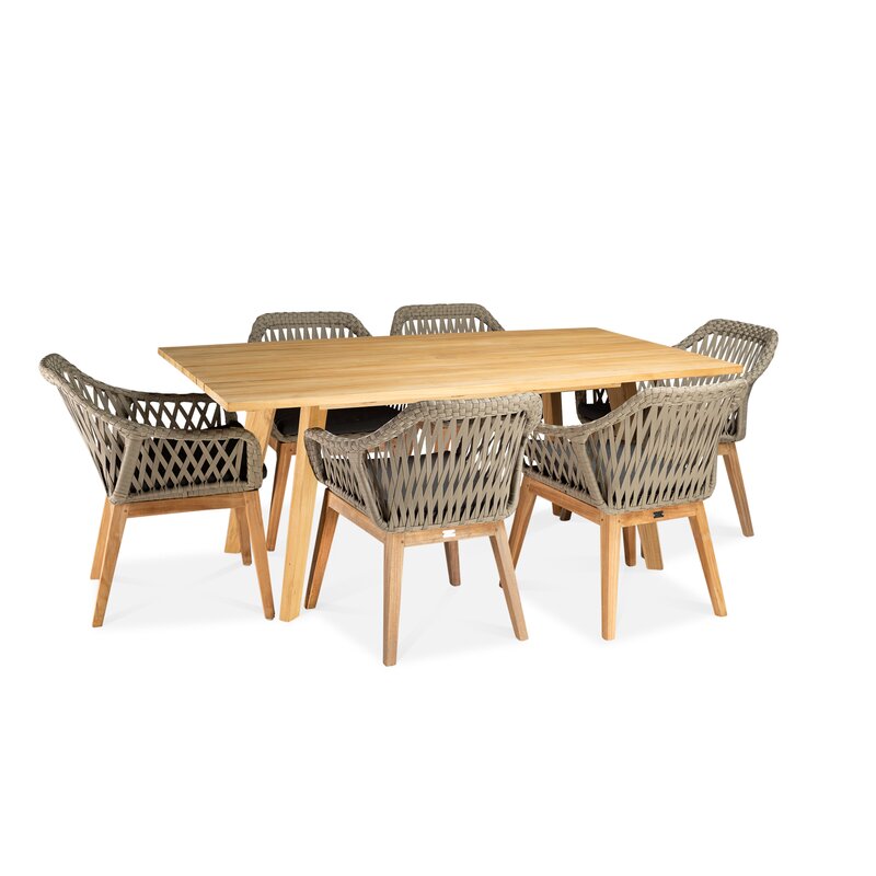 MAHIMART AND HANDICRAFTS Brae Teak Solid Wood 6 - Person Dining Table