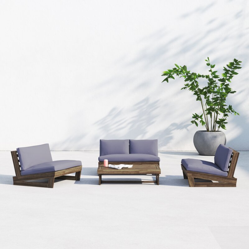 MAHIMART AND HANDICRAFTS Amias Acacia Solid Wood 4 - Person Seating Group