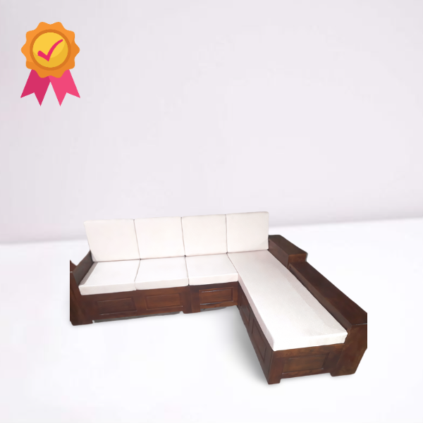 Mahimart And Handicrafts Mahimart And Handicrafts Sheesham Wood Sofa Set For Living Room | Wooden Sofa Set - L Shape 6 Seater Sofa | Corner Sofa With Center Table - Available In Dark Honey Finish( Brown)