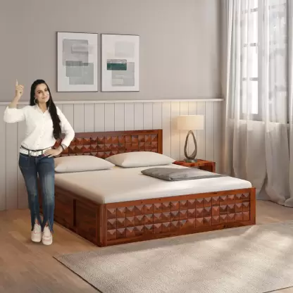 Mahimart And Handicrafts Sheesham Bed with Storage Rosewood Bedroom Double Cot (Size-78x72 Inches)- Solid Wood King Box Bed  (Finish Color - Dark Brown, Delivery Condition - Optional Installation Available)