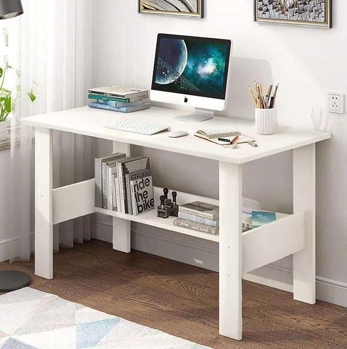 Mahimart & Handicrafts Laptop Study Table Office Home Workstation Modern Computer Desk Engineered Wood Engineered Study Table (Free Standing Finish Color - (ST-004/White / 90 x 50 x 72 cm) DIY (White)