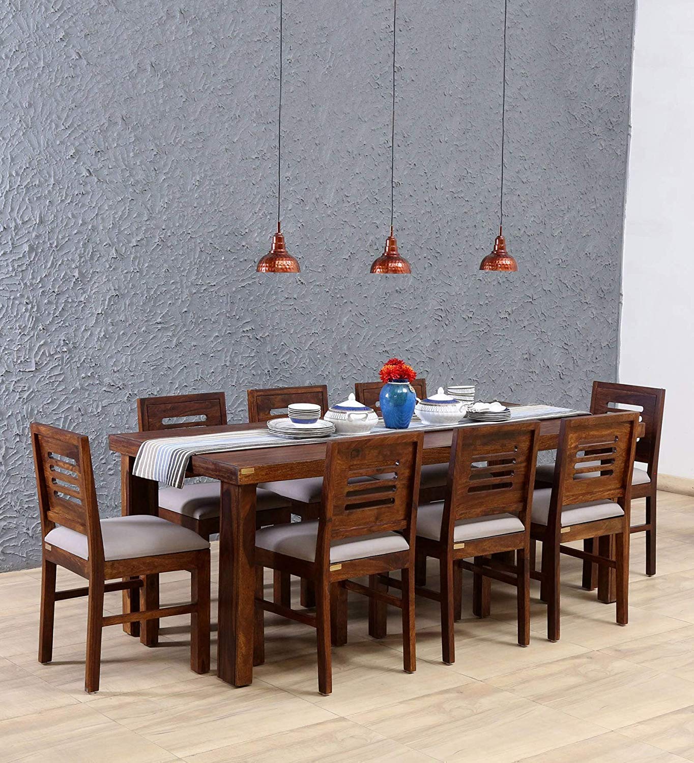 MAHIMART AND HANDICRAFTS Sheesham Wood Dining Table Set with 8 Chairs | Home and Living Room Furniture | Provincial Teak Finish