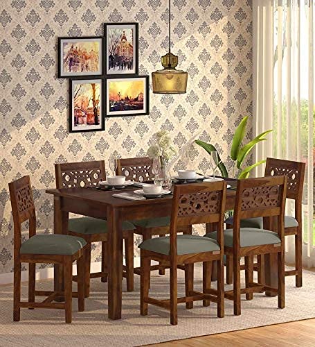 MAHIMART AND HANDICRAFTS Sheesham Wood Dining Table 6 Seater | Wooden Dining Room Furniture