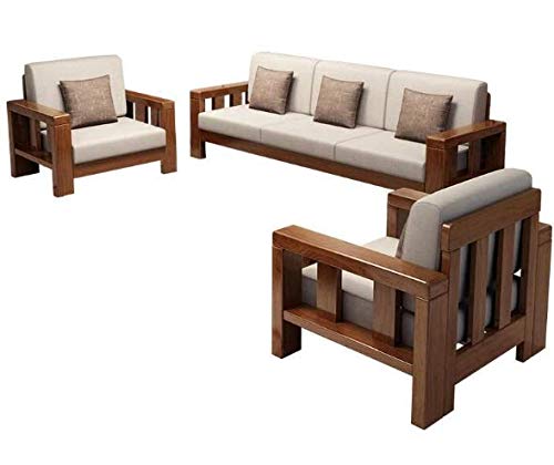 Sheesham Wood Sofa Set for Living Room | Wooden Sofa Set | (3+1+1, Chocolate Brown Finish)