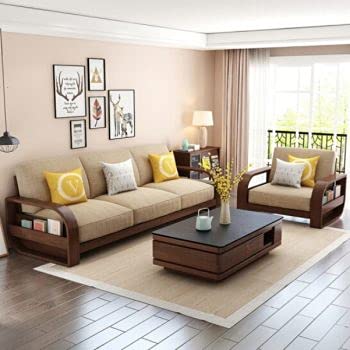 Sheesham Solid Wood 7 Seater Sofa Set with Centre Table for Living Room | Wooden Sofa Set for Living Room Furniture (3+2+1+1 with Table)