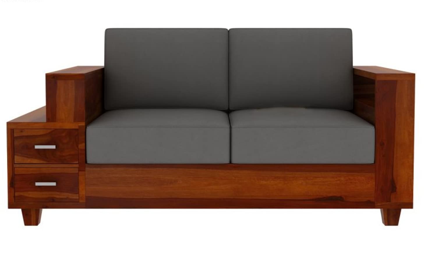 Wooden Sofa Set for Living Room and Office Two Seater (2 Seater, Natural Teak Finish)