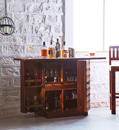 MAHIMART AND HANDICRAFTS Pre-Assemble Sheesham Wood Bar Cabinet for Living Room, Teak Finish Solid Wood Bar Cabinet  (Finish Color - Brown, Pre-assembled)